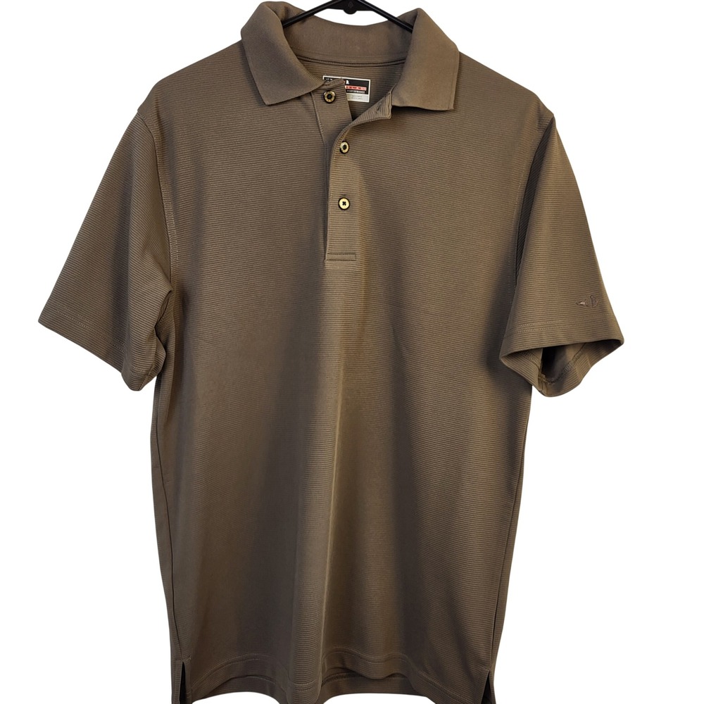 Grand Slam Performance Brown Micro Ribbed Short Sleeve Golf Polo Shirt Small